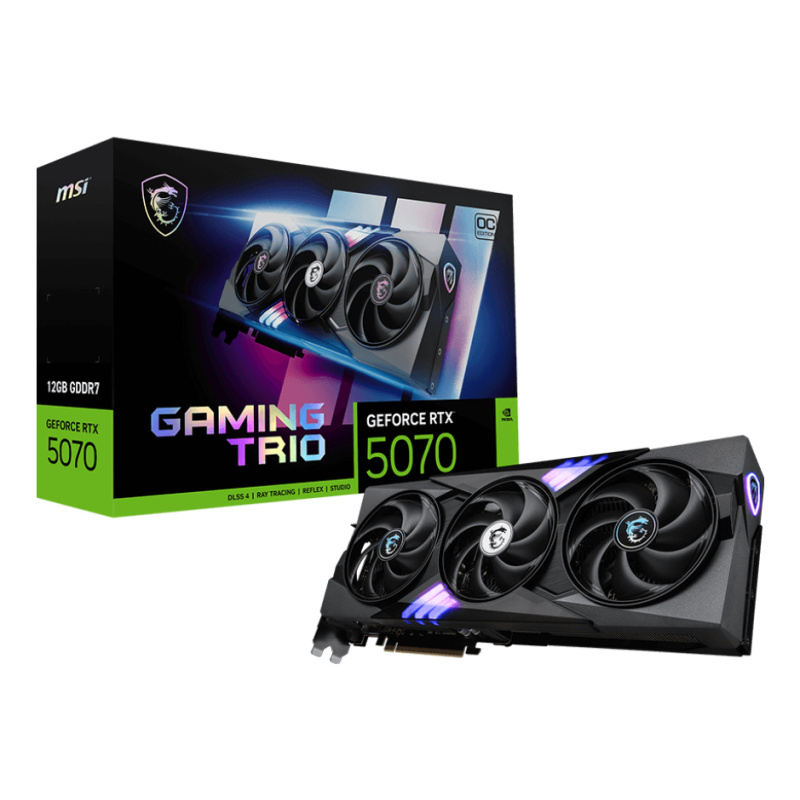 TARJETA DE VIDEO MSI (RTX 5070 12G GAMING TRIO OC) 12GB DDR7, 2625 MHZ,  1*HDMI, 3*DP, 3 FAN